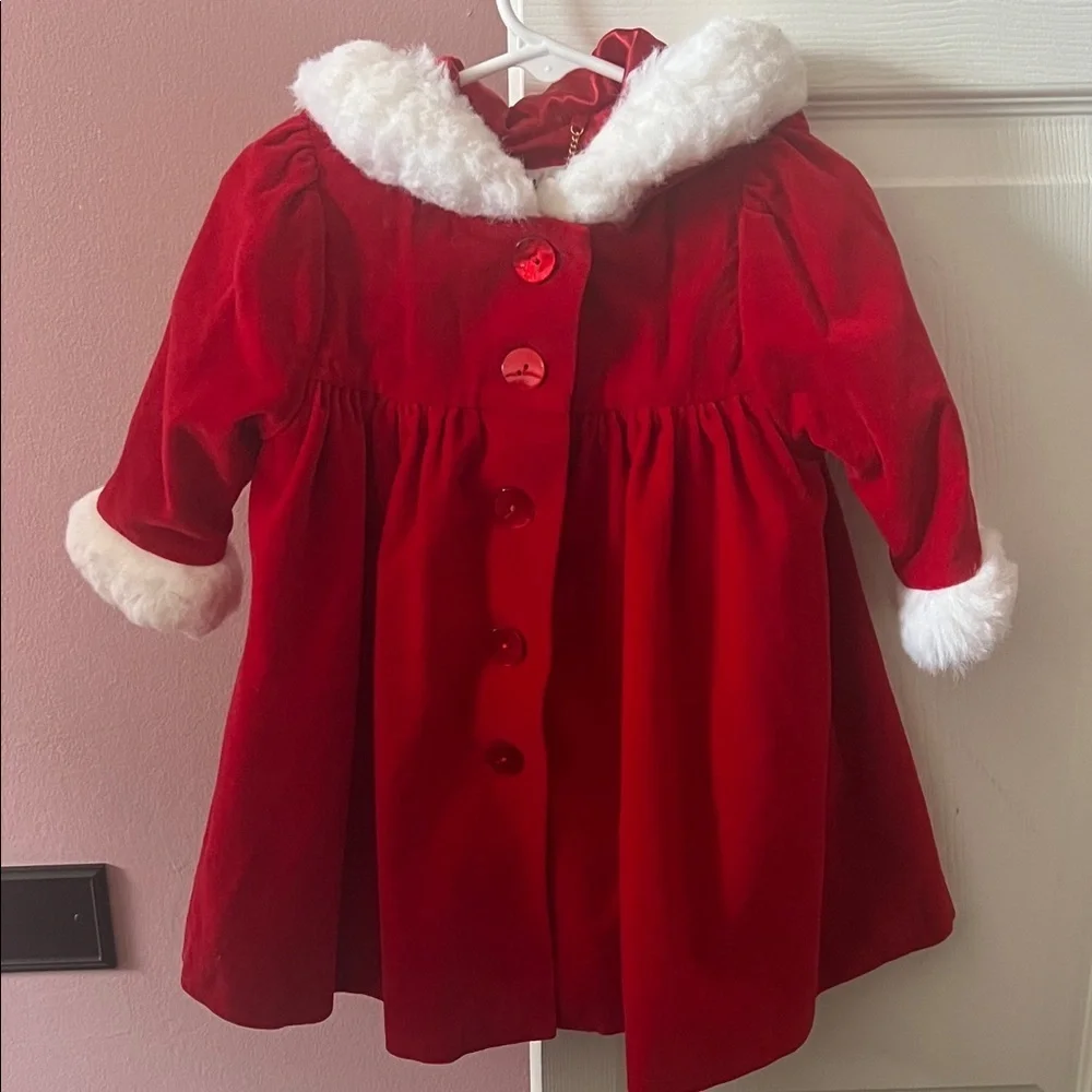 Chic Red Kids Pea Coat with White Trim